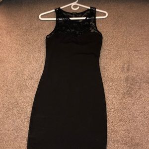 Size small black body con dress